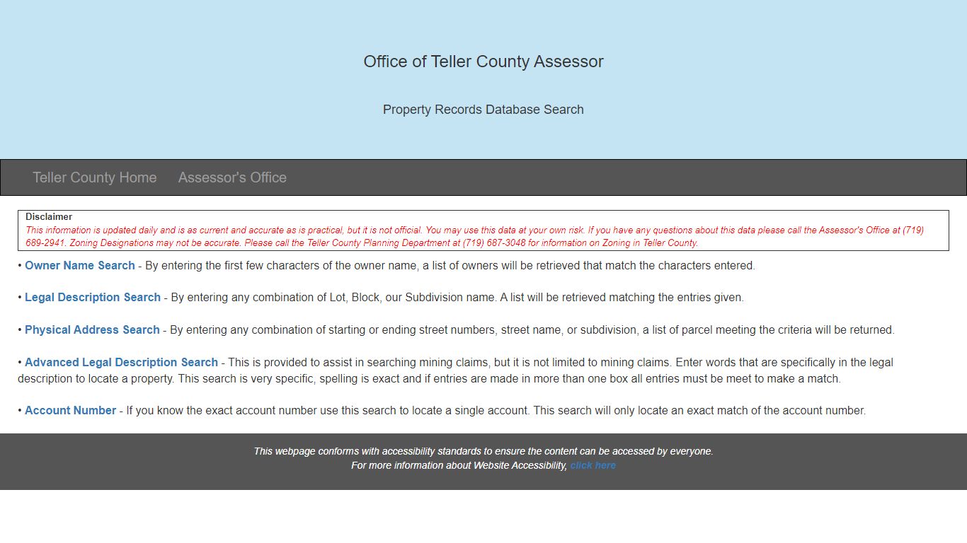 Teller County Assessor's Office Property Records Search